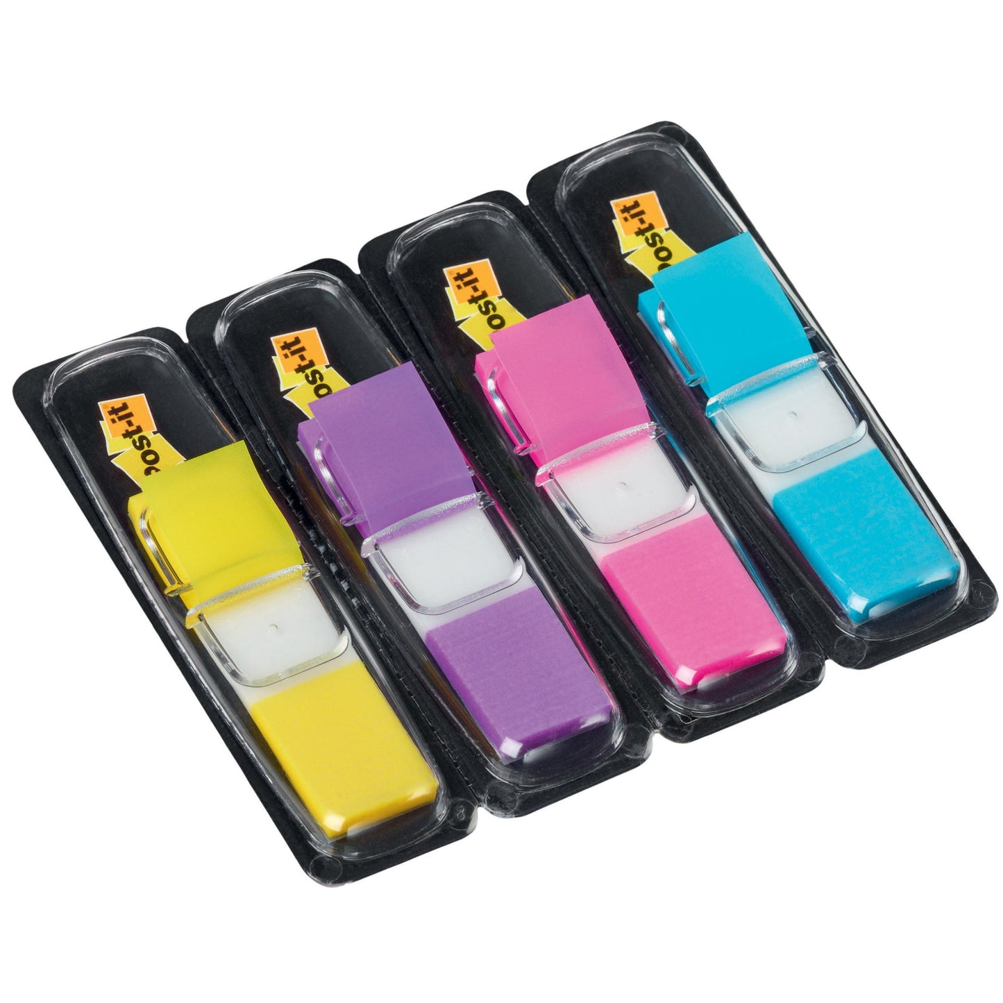 Post-it® Haftstreifen Index Mini 43,2 x 11,9 mm (B x H) gelb, lila, pink, türkis 35 Bl./Block 4 Block/Pack.
