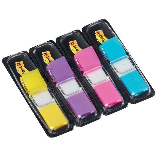 Post-it® Haftstreifen Index Mini 43,2 x 11,9 mm (B x H) gelb, lila, pink, türkis 35 Bl./Block 4 Block/Pack.