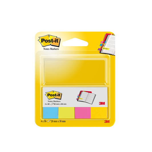 Post-it® Haftmarker Page Marker 38 x 20 mm (B x H) türkis, neongrün, gelb, rosa 50 Bl./Block 4 Block/Pack.