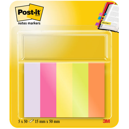 Post-it® Haftmarker Page Marker 50 x 15 mm (B x H) flieder, powerpink, neongelb, neongrün, vitalorange 100 Bl./Block 5 Block/Pack.