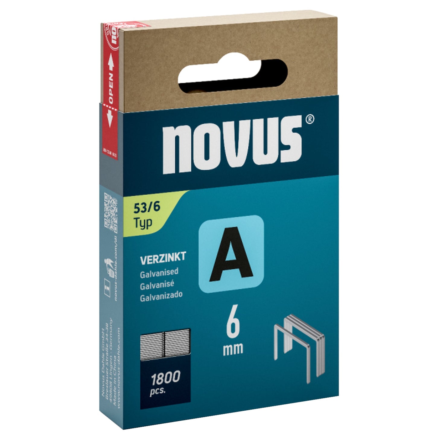 NOVUS Heftklammer A 53/6 Handheftgeräte, Elektroheftgeräte, Akkuheftgeräte, Drucklufttacker 1.800 St./Pack.