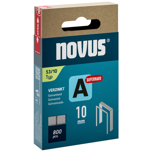 NOVUS Heftklammer A 53/10 superhart Handheftgeräte, Elektroheftgeräte, Akkuheftgeräte, Drucklufttacker 800 St./Pack.