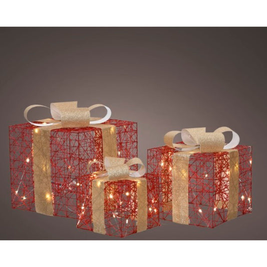 LUMINEO Lichtfigur Geschenkschachtel Innenbereich 25 x 28 x 25 cm (B x H x T) LED 65 LEDs Batterie