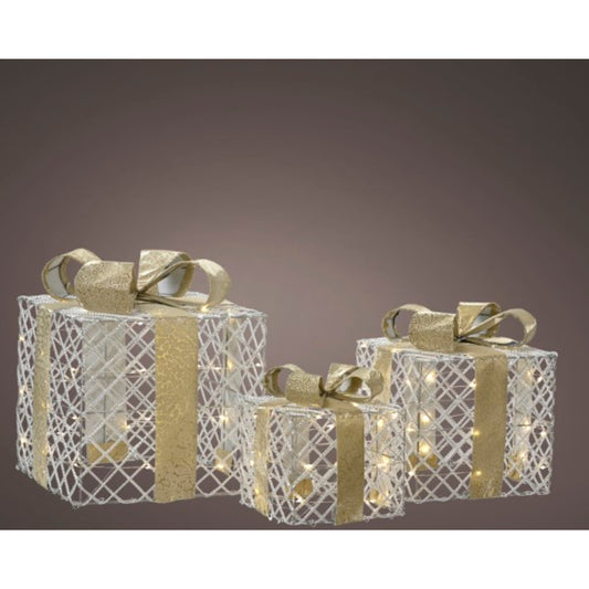 LUMINEO Lichtfigur Geschenkschachtel Innenbereich 25 x 28 x 25 cm (B x H x T) LED 65 LEDs Batterie