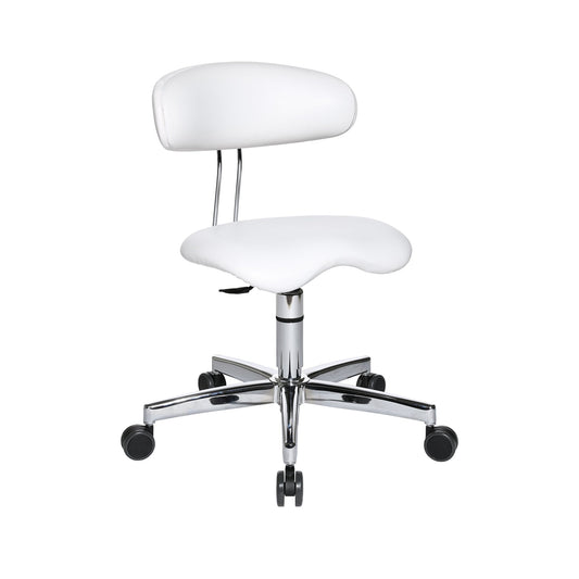 TOPSTAR Arbeitsdrehstuhl Medical 50 Sitness 43-51cm Rolle hart gebremst (für Teppichboden) Stahl, verchromt weiß