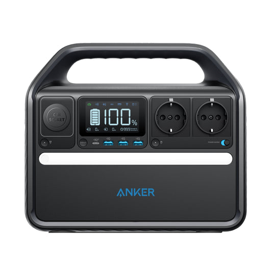 ANKER Powerstation PowerHouse 535 18,8 x 25,1 x 29,1 cm (B x H x T) Anschlussart: 2 x AC-Steckdosen, 3 x USB-A (jeweils 12 W), 1 x USB-C PD (60 W), 1 x Autoadapter, 1 x DC Leistungsaufnahme: 180W gesamte Ausgangsleistung: 716W Akku Lithium-Eisenphosphat