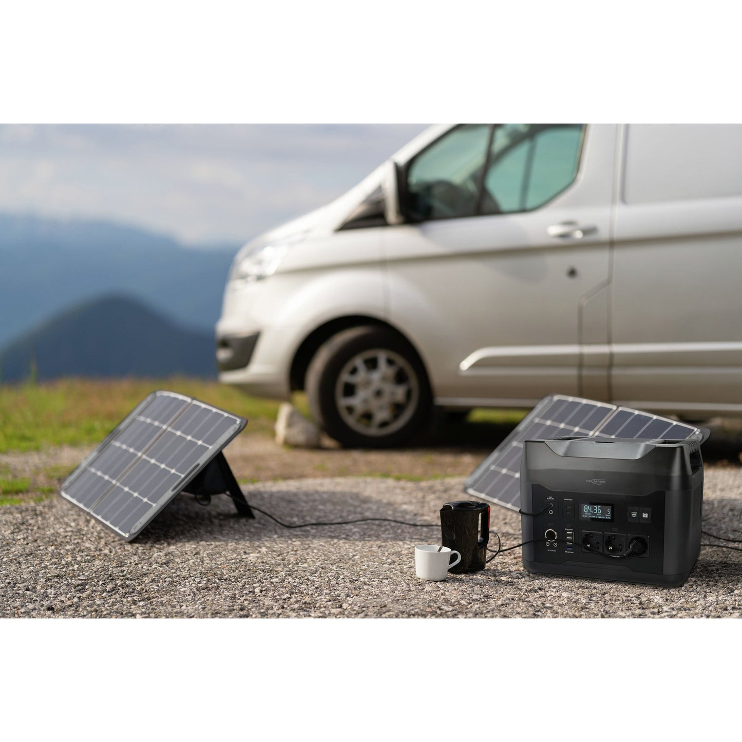 ANSMANN Powerstation PS2200AC 360 x 270 x 280 mm (B x H x T) Anschlussart: 3 x AC-Steckdosen, 2 x USB-C PD, 3 x USB A, 1 x USB-A QC, 1 x Autoadapter, 2 x DC5521,12 V/10 A, max. 120 W, 1 x Jump-Starter 12 V Leistungsaufnahme: 200W