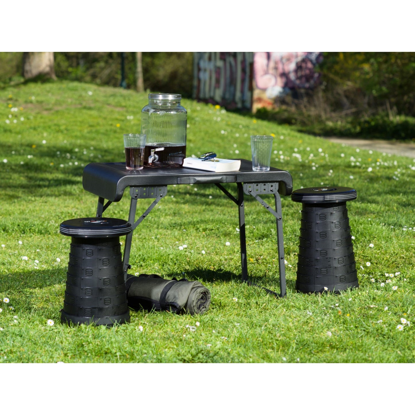 WEDO® Sitzset SITTOGO NXT Hocker: ABS Kunststoff, Tisch: PE/Aluminium schwarz