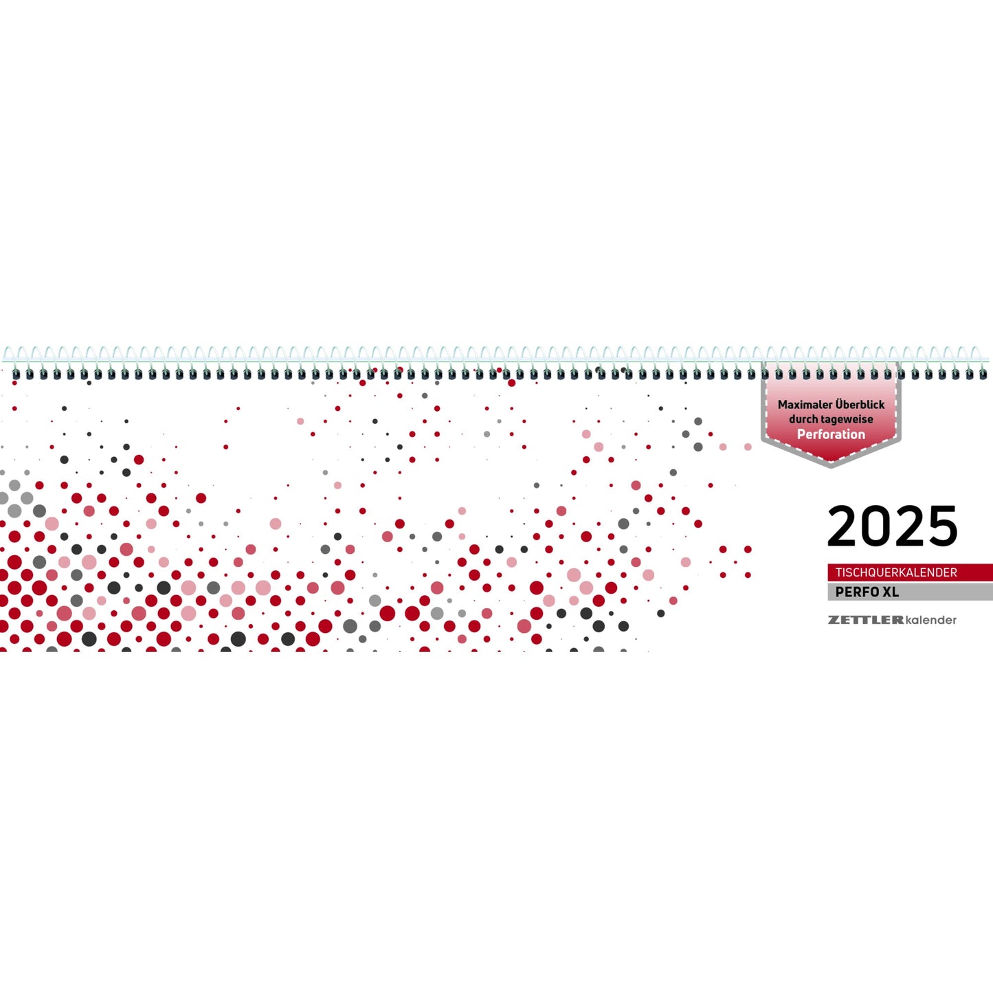 ZETTLER Querkalender 2025 1 Woche/2 Seiten Karton rot