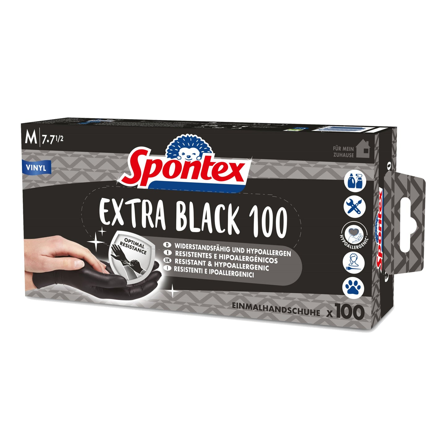Spontex Einweghandschuhe Extra Black 7 VinylSTRAPAZIERFÄHIG schwarz 100 St./Pack.