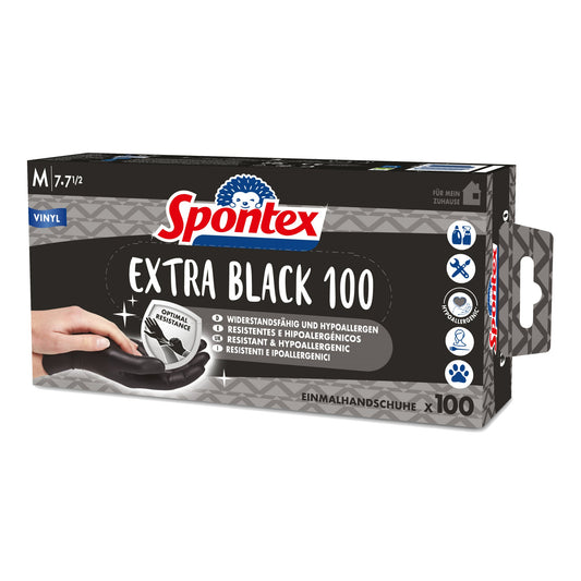 Spontex Einweghandschuhe Extra Black 7 VinylSTRAPAZIERFÄHIG schwarz 100 St./Pack.