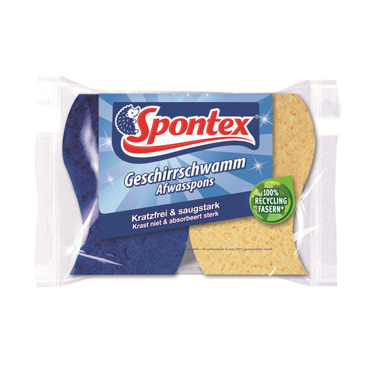 Spontex Reinigungsschwamm 21 x 11 x 2,5 cm (B x H x T) Zellulose/Polyester-Recyclingfasern/Harz gelb/blau 2 St./Pack.