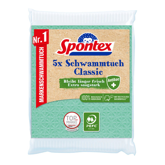 Spontex Schwammtücher Classic 19 x 26 cm (B x L) 100 % Zellulose farbig sortiert 5 St./Pack.