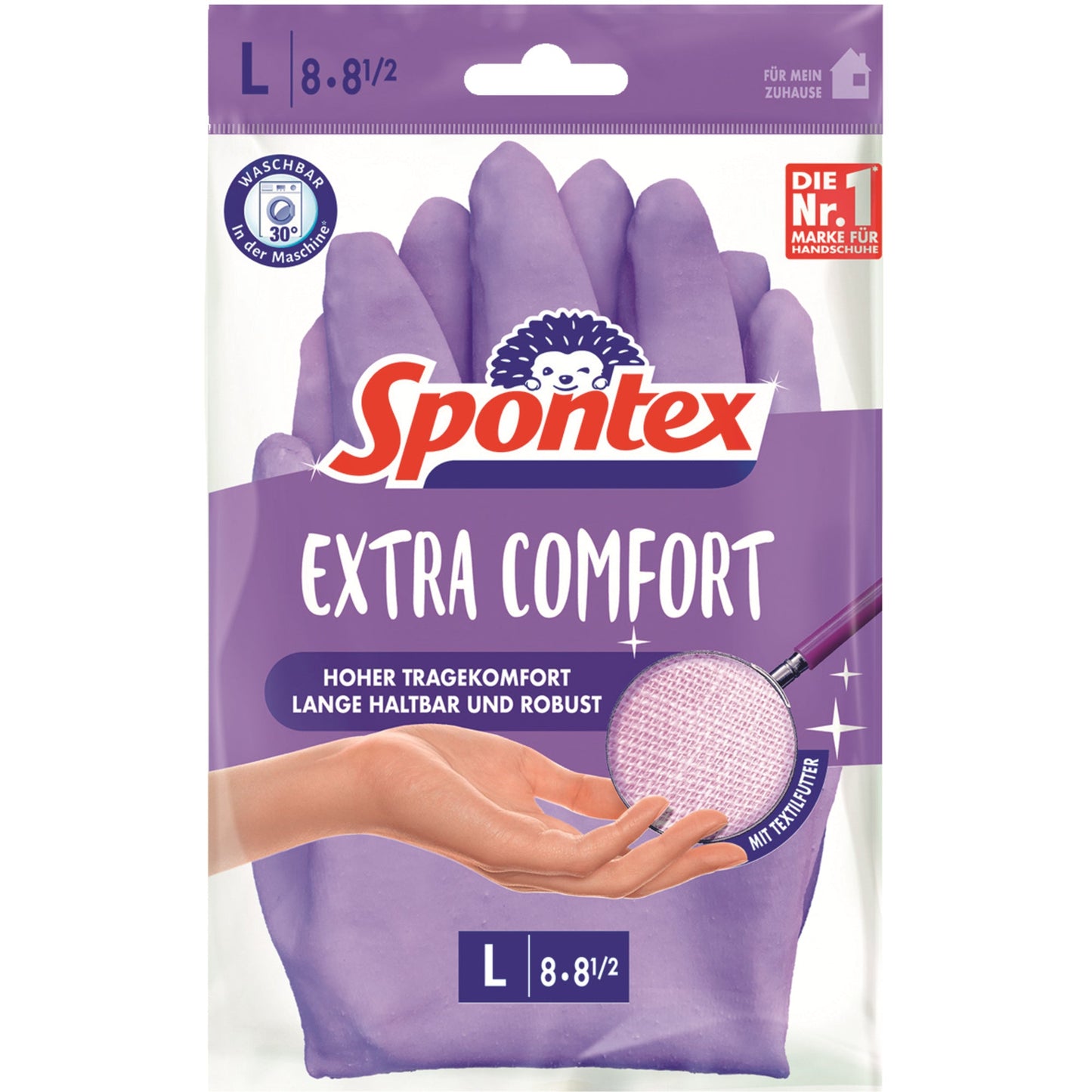 Spontex Gummihandschuhe Extra Comfort 8 Naturlatex lila