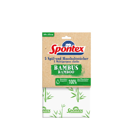 Spontex Spültücher 15,5 x 21 cm (B x L) 90 % Bambus, 10 % Polylactide weiß/grün 5 St./Pack.