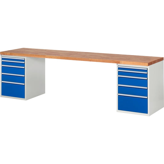 RAU Werkbank 7000 3.000 x 890 x 700 mm (B x H x T) enzianblau lichtgrau