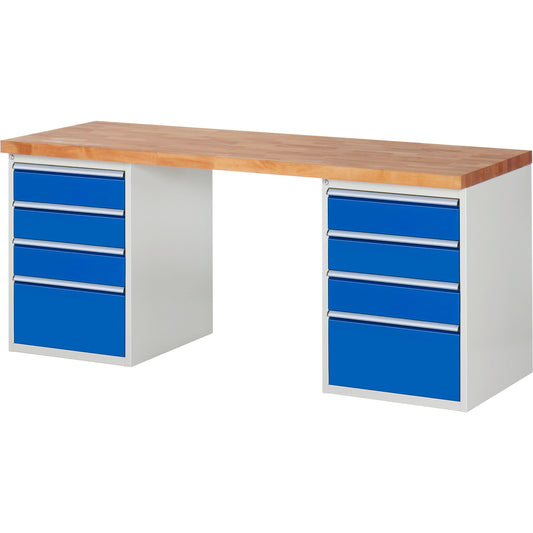 RAU Werkbank 7000 2.000 x 89 x 700 mm (B x H x T) enzianblau lichtgrau