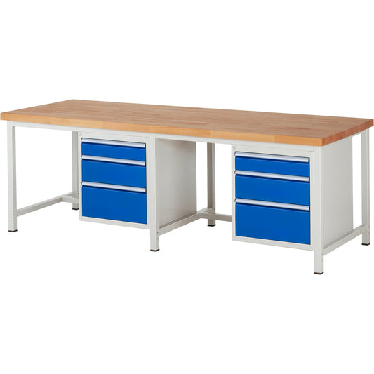 RAU Werkbank 8000 2.500 x 840-1.040 x 900 mm (B x H x T) enzianblau lichtgrau