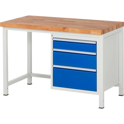RAU Werkbank 8000 1.250 x 840-1.040 x 700 mm (B x H x T) enzianblau lichtgrau