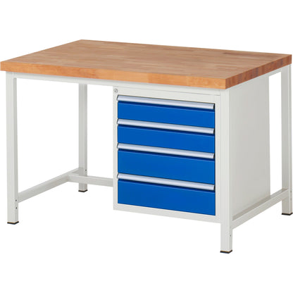 RAU Werkbank 8000 1.250 x 840-1.040 x 900 mm (B x H x T) enzianblau lichtgrau