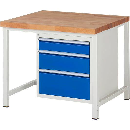 RAU Werkbank 8000 1.000 x 840-1.040 x 900 mm (B x H x T) enzianblau lichtgrau