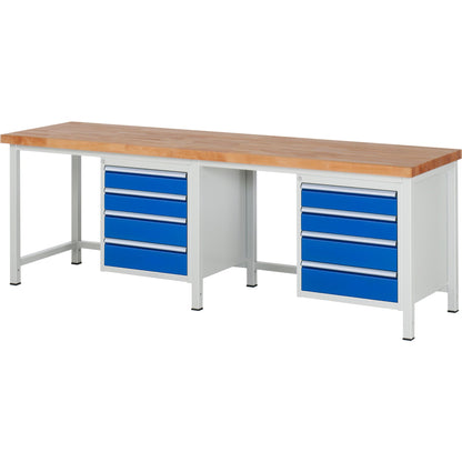 RAU Werkbank 8000 2.500 x 840-1.040 x 700 mm (B x H x T) enzianblau lichtgrau