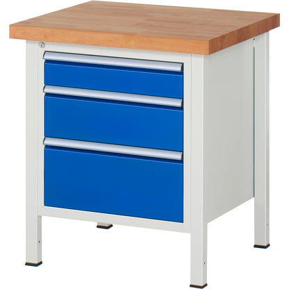 RAU Werkbank 8000 750 x 840-1.040 x 700 mm (B x H x T) enzianblau lichtgrau