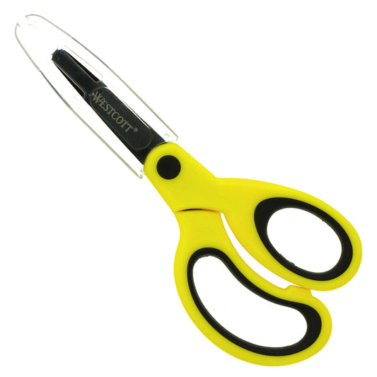 Westcott Bastelschere NEON Colour Kids 130mm inkl. transparente Klingenhülle Stahl gelb