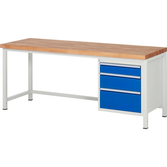 RAU Werkbank 8000 2.000 x 840-1.040 x 700 mm (B x H x T) enzianblau lichtgrau