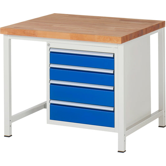 RAU Werkbank 8000 1.000 x 840-1.040 x 900 mm (B x H x T) enzianblau lichtgrau