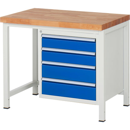 RAU Werkbank 8000 1.000 x 840-1.040 x 700 mm (B x H x T) enzianblau lichtgrau