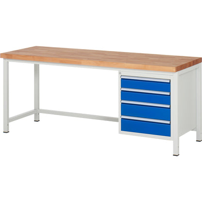 RAU Werkbank 8000 2.000 x 840-1.040 x 700 mm (B x H x T) enzianblau lichtgrau