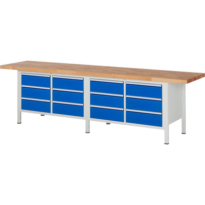 RAU Werkbank 8000 3.000 x 840-1.040 x 700 mm (B x H x T) enzianblau lichtgrau