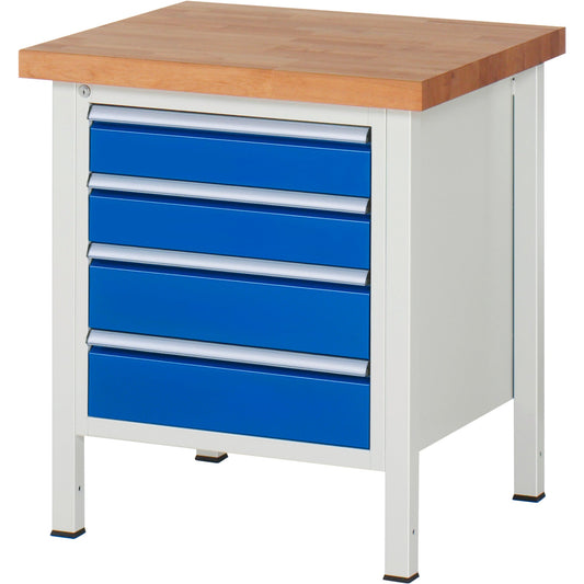 RAU Werkbank 8000 750 x 840-1.040 x 700 mm (B x H x T) enzianblau lichtgrau