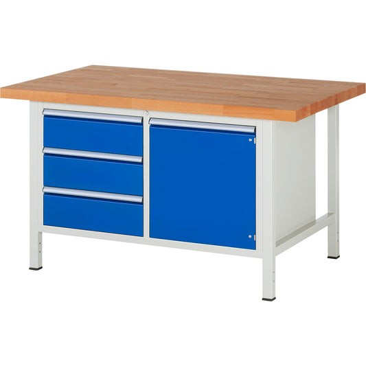 RAU Werkbank 8000 1.500 x 840-1.040 x 900 mm (B x H x T) enzianblau lichtgrau