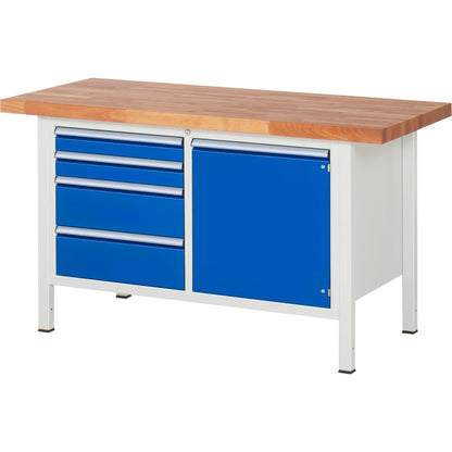 RAU Werkbank 8000 1.500 x 840-1.040 x 700 mm (B x H x T) enzianblau lichtgrau