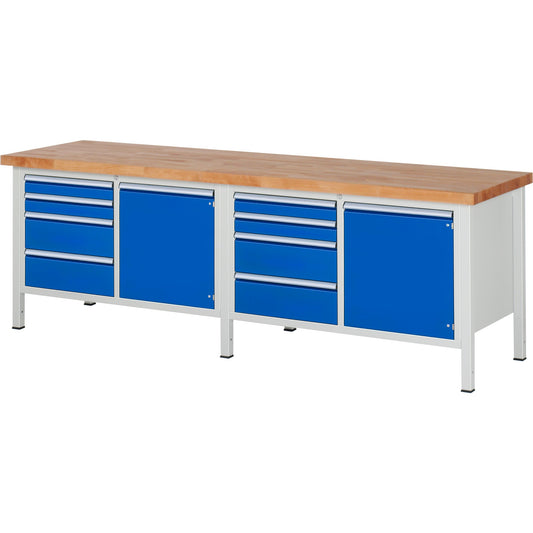 RAU Werkbank 8000 2.500 x 840-1.040 x 700 mm (B x H x T) enzianblau lichtgrau