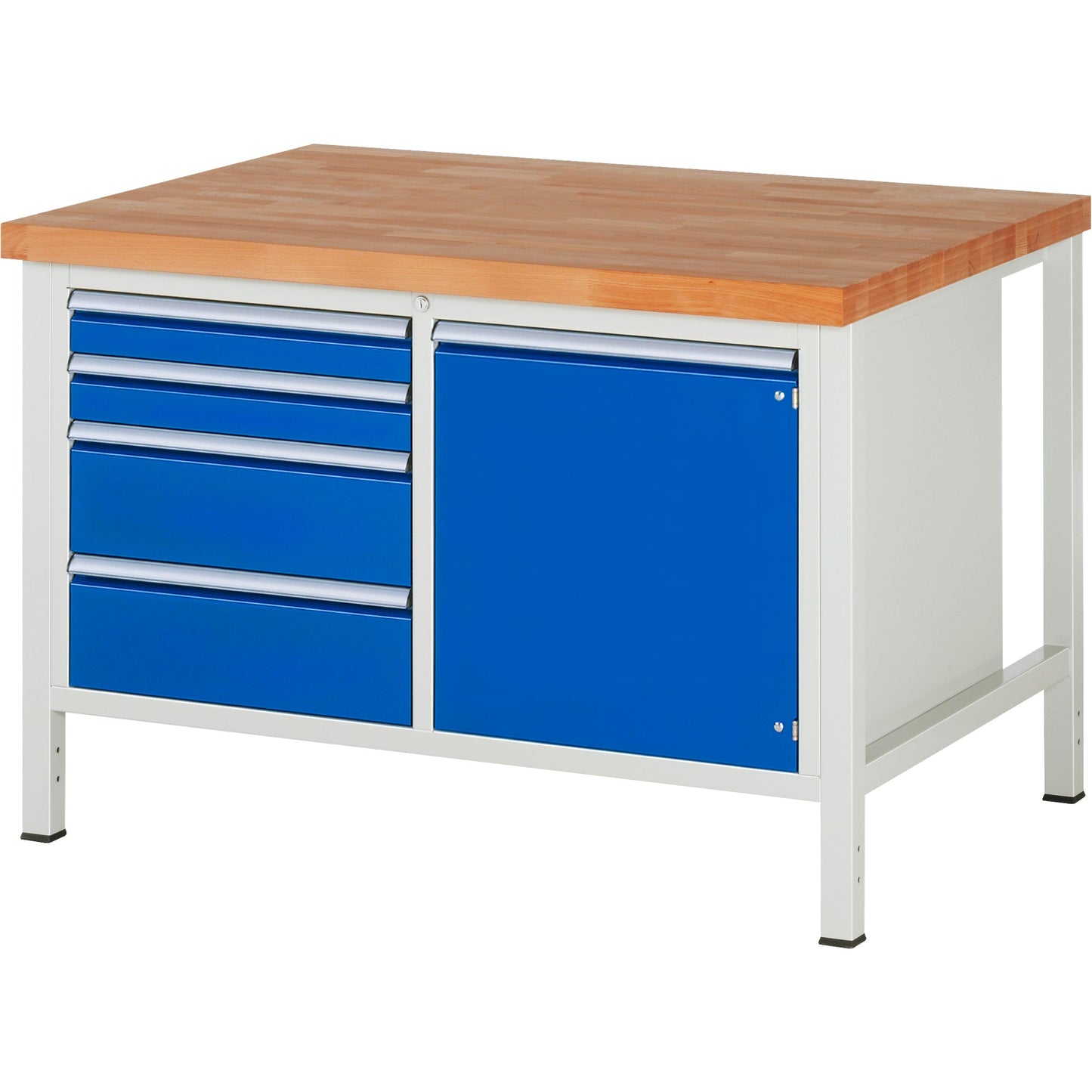 RAU Werkbank 8000 1.250 x 840-1.040 x 900 mm (B x H x T) enzianblau lichtgrau