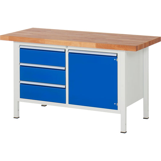 RAU Werkbank 8000 1.500 x 840-1.040 x 700 mm (B x H x T) enzianblau lichtgrau