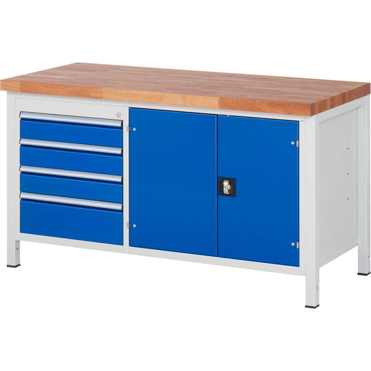 RAU Werkbank 8000 1.500 x 840-1.040 x 700 mm (B x H x T) enzianblau lichtgrau
