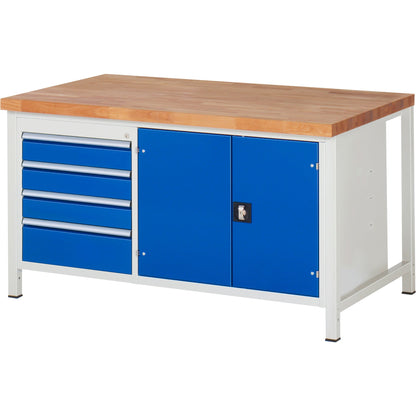 RAU Werkbank 8000 1.500 x 840-1.040 x 900 mm (B x H x T) enzianblau lichtgrau