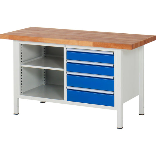 RAU Werkbank 8000 1.500 x 840-1.040 x 700 mm (B x H x T) enzianblau lichtgrau