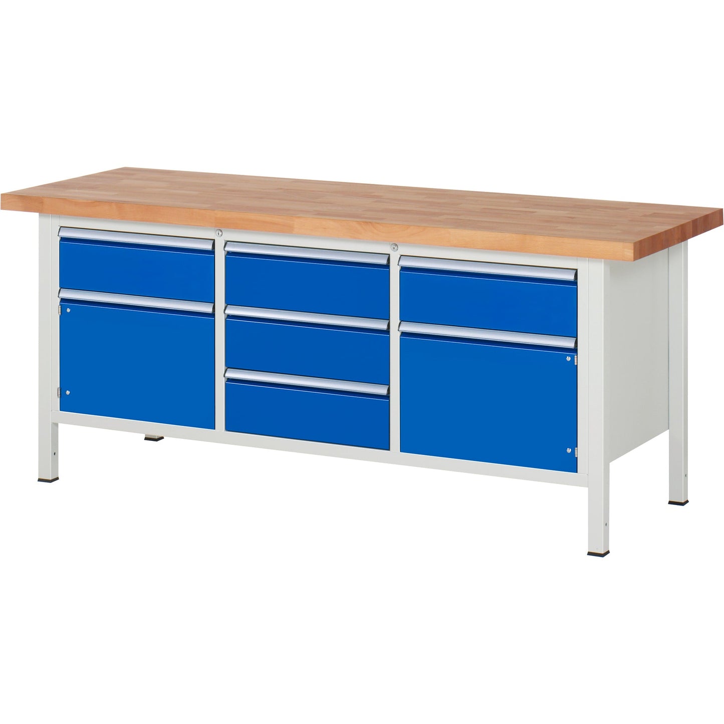 RAU Werkbank 8000 2.000 x 840-1.040 x 700 mm (B x H x T) enzianblau lichtgrau