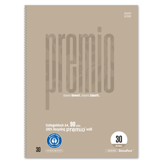 Staufen Collegeblock Premio DIN A4 blanko 90g/m² sand 80 Bl.