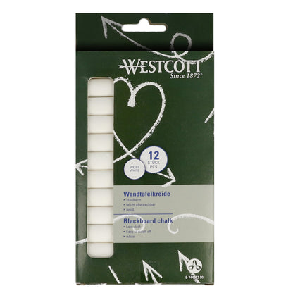 Westcott Tafelkreide ohne Papierhülle weiß 12 St./Pack.