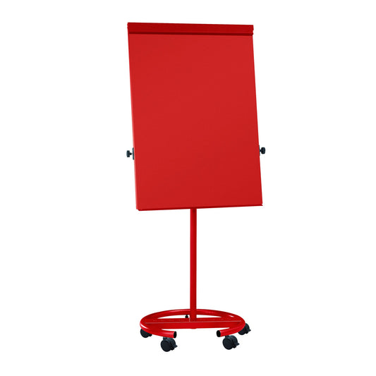 MAUL Mobiles Flipchart MAULoffice mit Ablageschale Rundfuß mit 5 Rollen Stahl rot