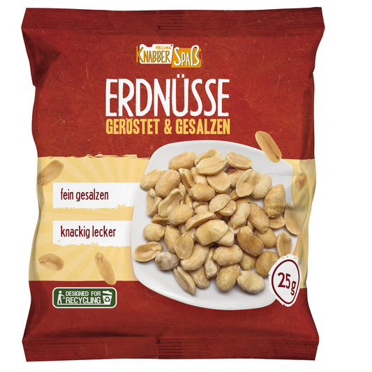 Hellma Erdnüsse geröstet, gesalzen Tüte 100 x 25 g/Pack.