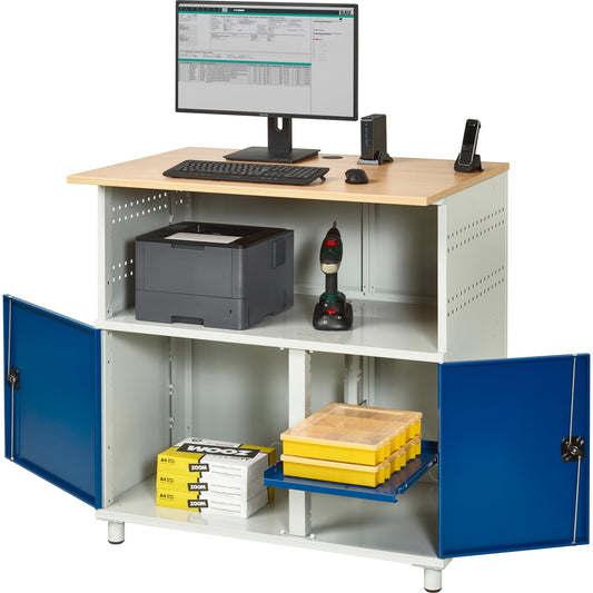 RAU PC-Arbeitsplatz Modell 1023 1.100 x 1.130 x 790 mm (B x H x T) abschließbar
