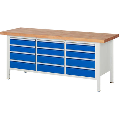 RAU Werkbank 8000 2.000 x 840-1.040 x 700 mm (B x H x T) enzianblau lichtgrau