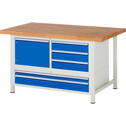 RAU Werkbank 8000 1.500 x 840-1.040 x 900 mm (B x H x T) enzianblau lichtgrau